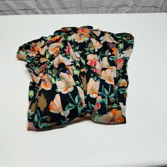 Beulah Black Maxi Dress with Floral Design long balloons sleeves size s NWT - Picture 10 of 10